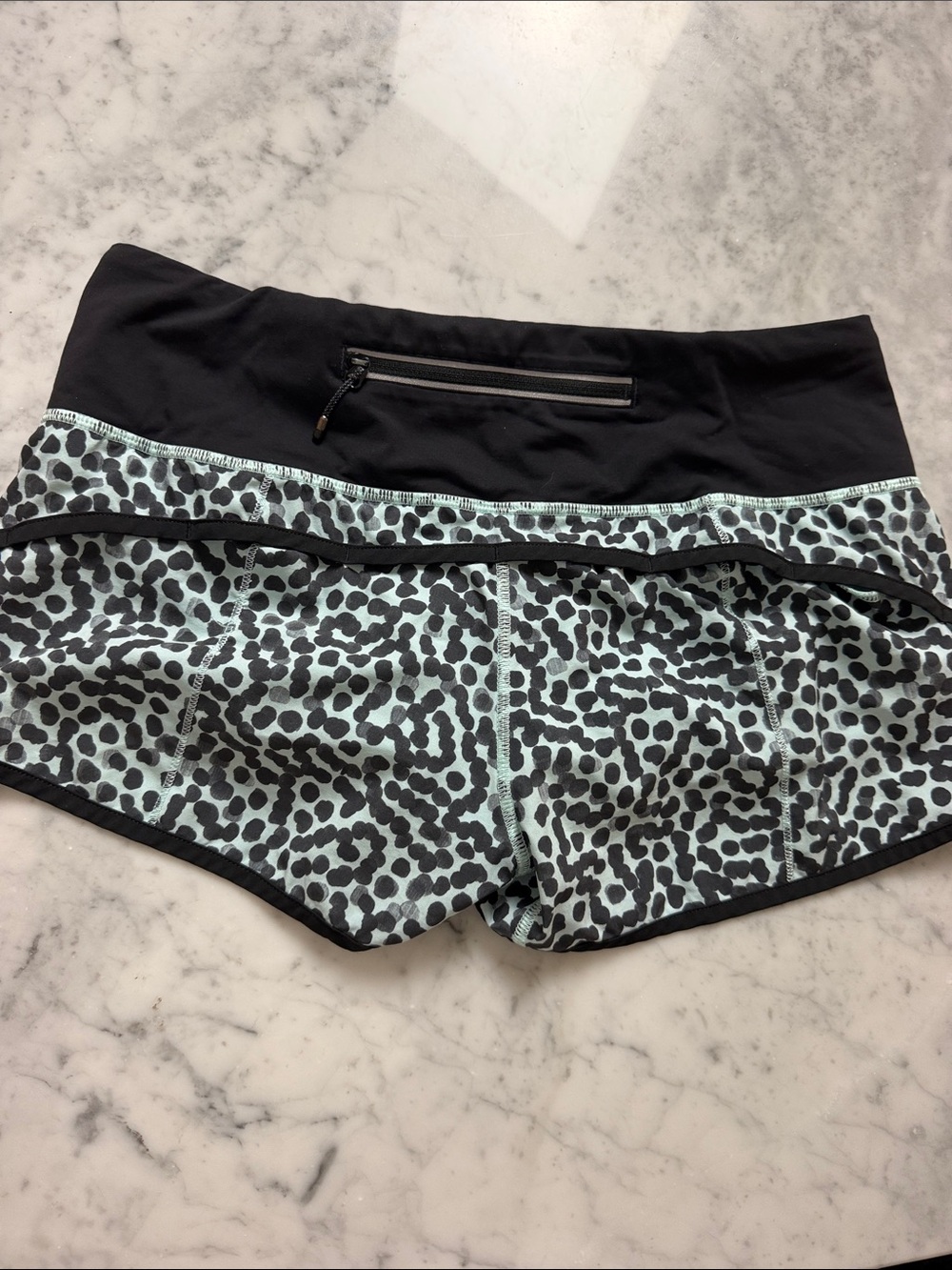 lululemon athletica Black & Mint Leopard Running Shorts